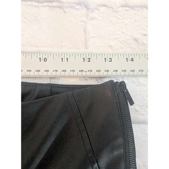 Zara Faux Leather Black Pants High Rise Straight Leg Side Zip Medium - Picture 5 of 8